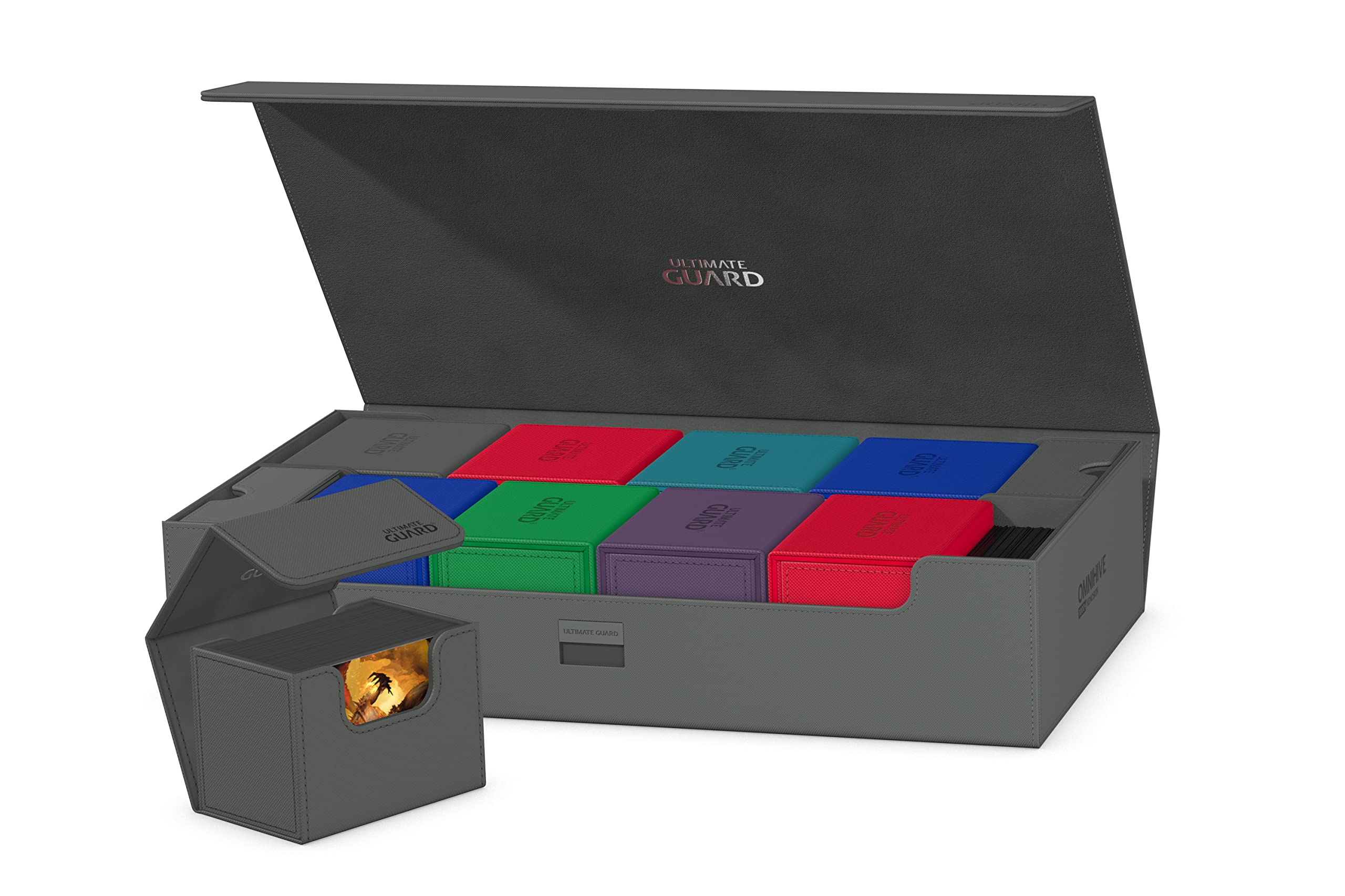 Grey colorway with magnetic closure for secure transport.