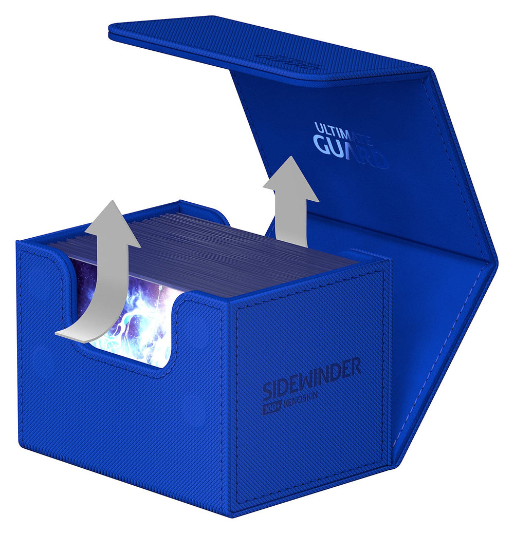 Ultimate Guard Sidewinder 100 double-sleeved capacity supports organized deck storage.