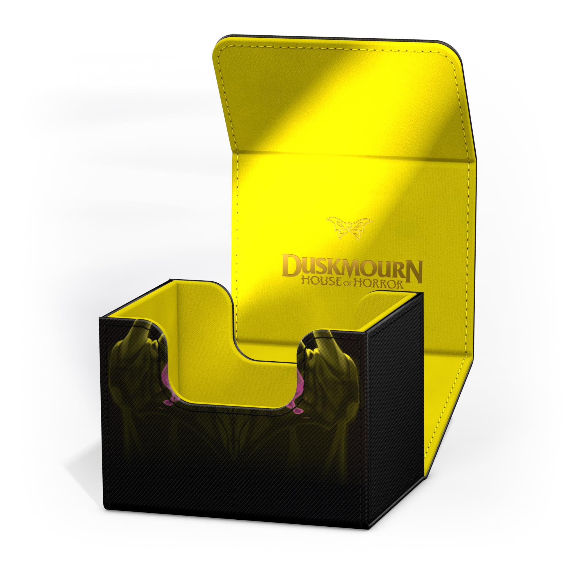 Magnetic closure closeup on Ultimate Guard Sidewinder 100+ Duskmourn deck box