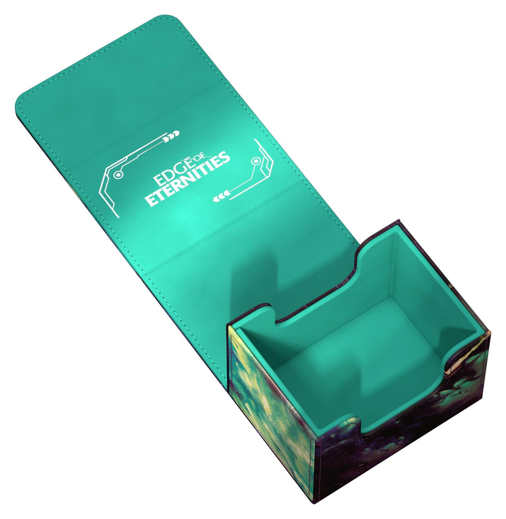 Ultimate Guard Sidewinder 100+ Xenoskin deck case on display with Edge of Eternities art.
