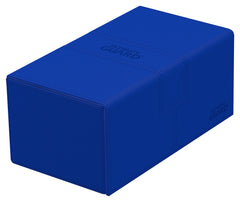 Ultimate Guard Twin Flip'n'Tray 200+ blue case front view highlights durable shell for travel