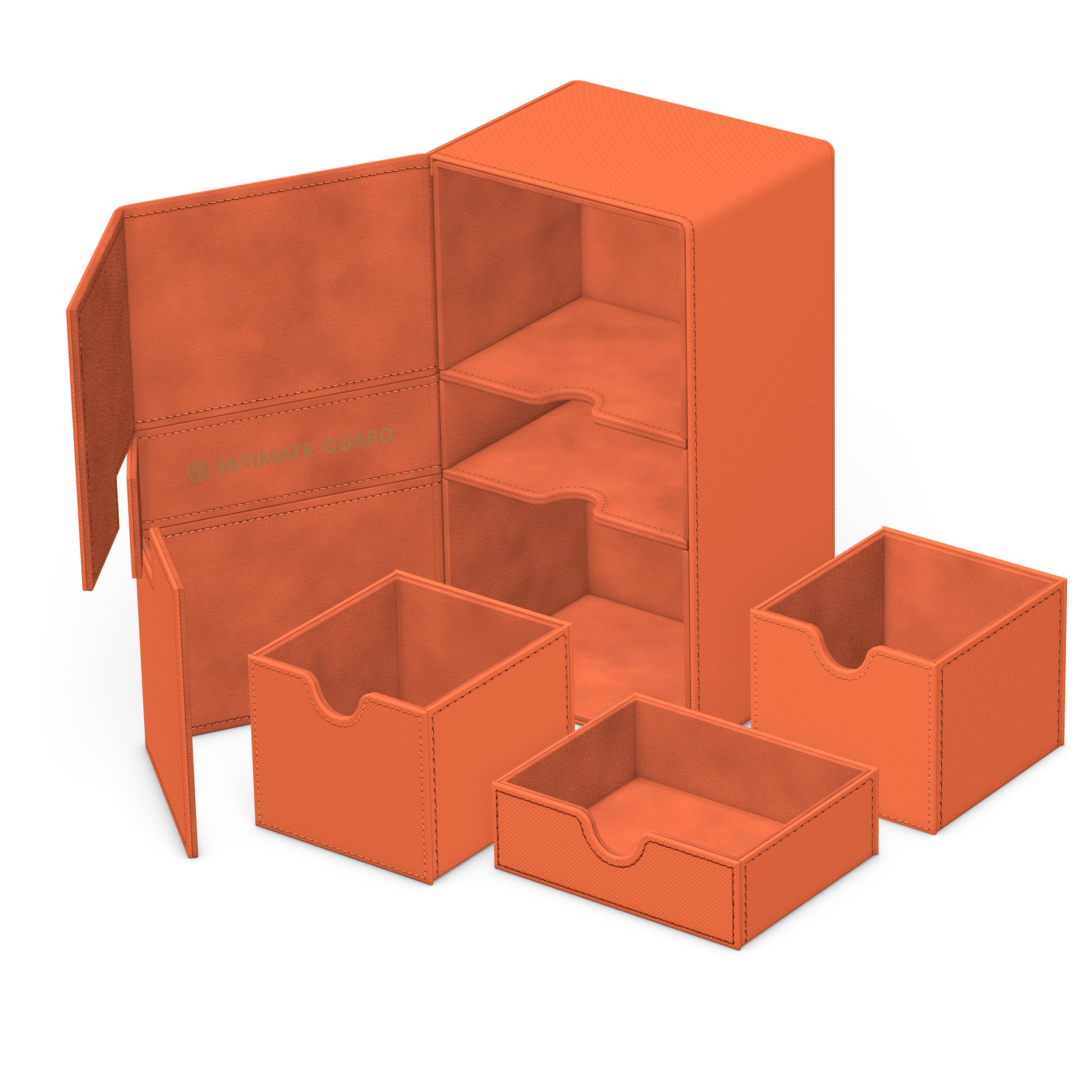Ultimate Guard Twin Flip N Tray capacity up to 200 double-sleeved cards.