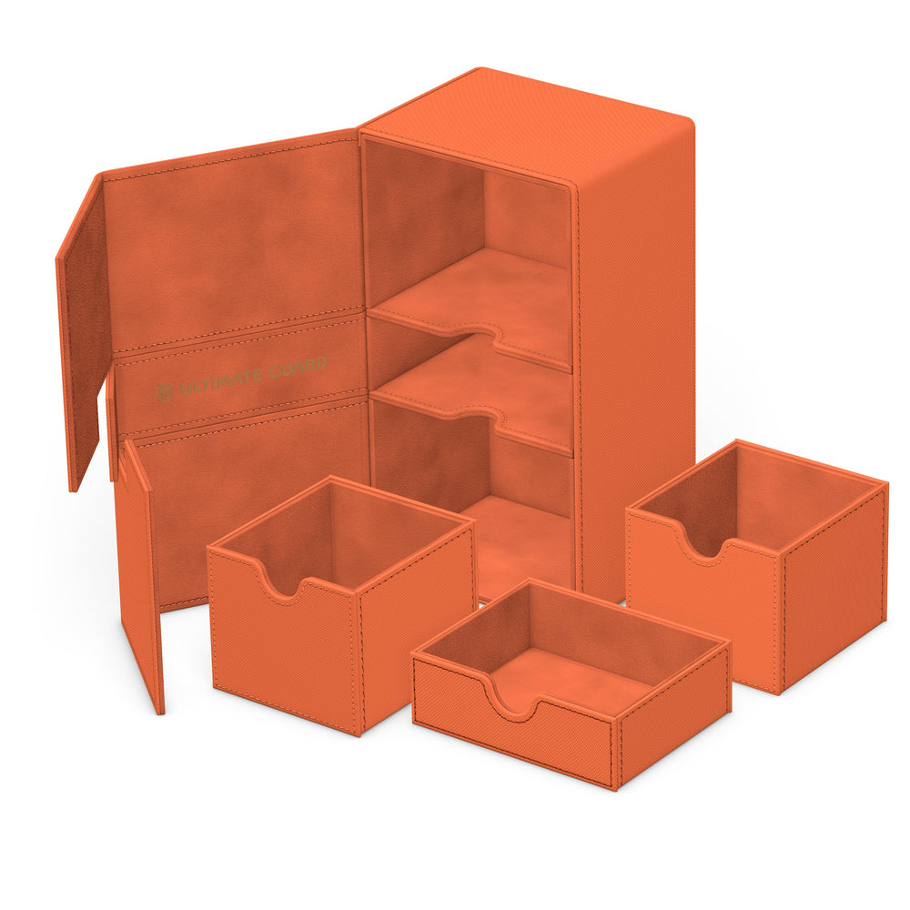 Ultimate Guard Twin Flip N Tray capacity up to 200 double-sleeved cards.