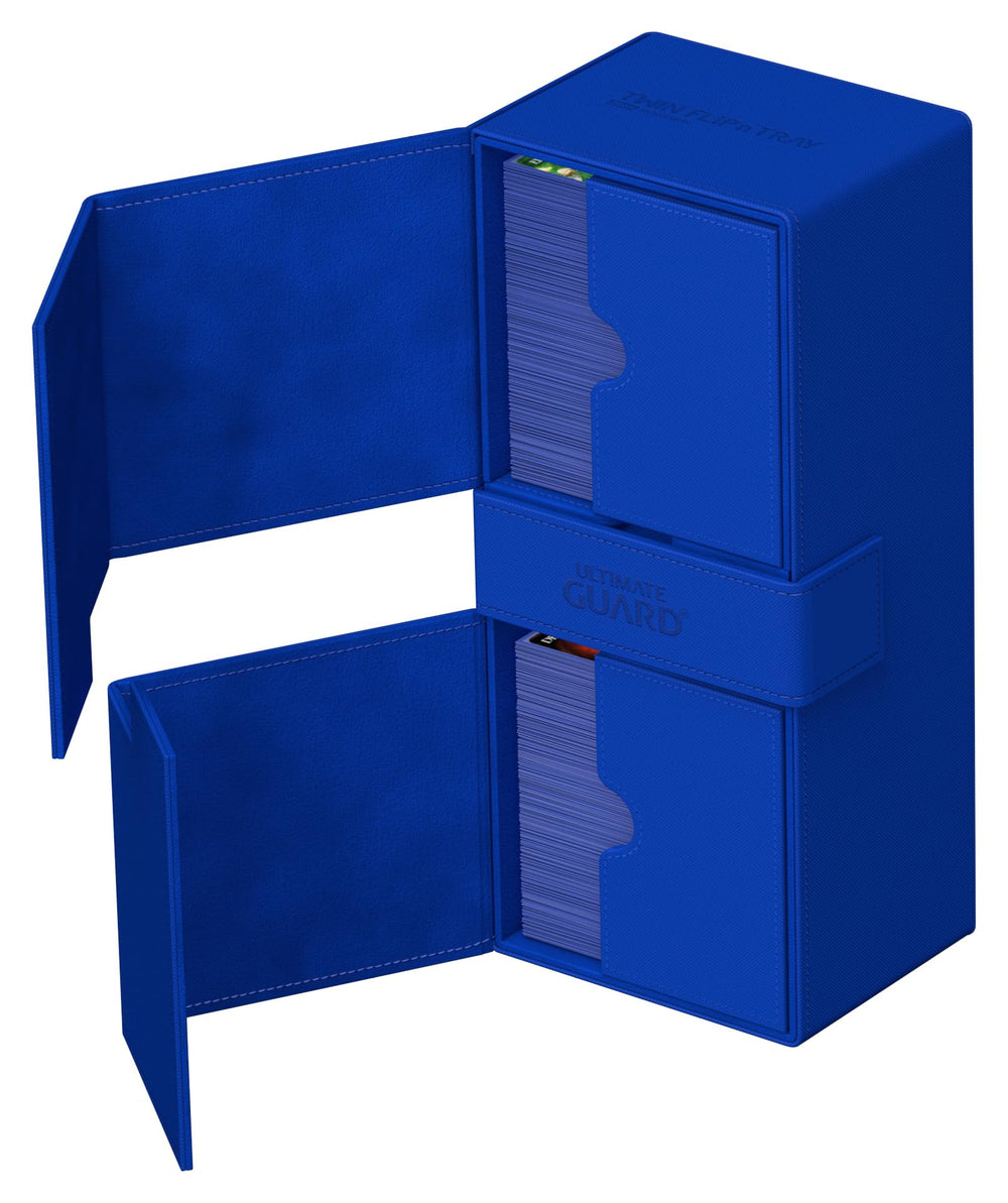 Ultimate Guard Twin Flip-n-Tray 266+ blue dice tray integrated for setup.