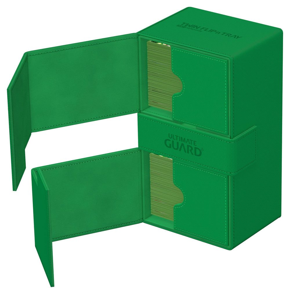 Ultimate Guard Twin Flip'n'Tray 200+ microfiber-lining protects cards from scratches.