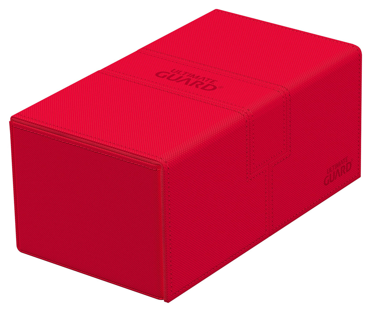 Ultimate Guard Twin Flip'n'Tray 200+ red closed for secure 200-card storage