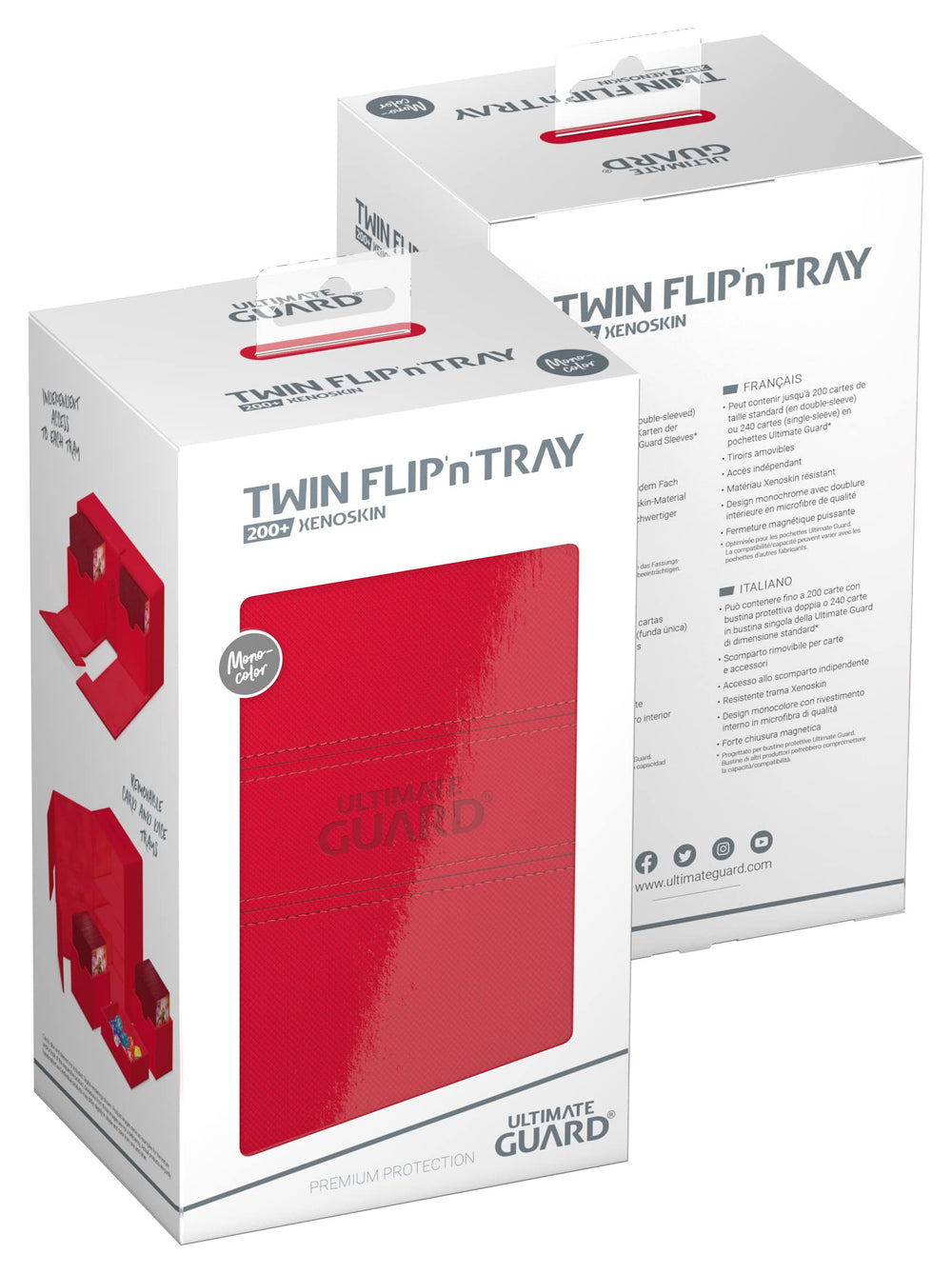 Ultimate Guard Twin Flip'n'Tray 200+ red compact design for travel and storage