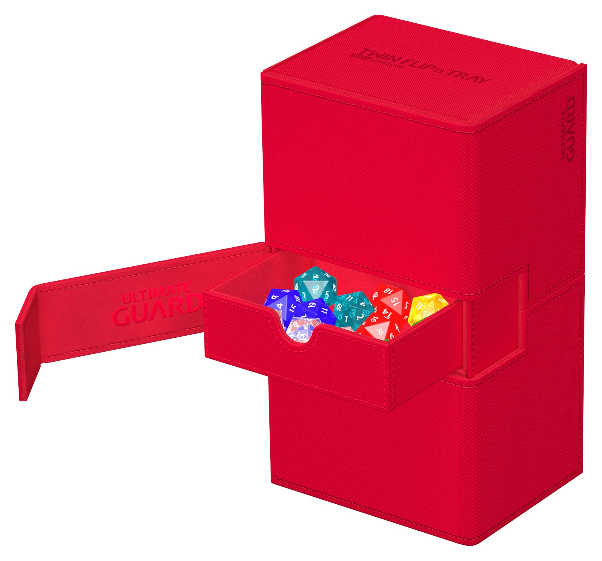 Ultimate Guard Twin Flip'n'Tray 200+ red dice tray for easy accessory organization