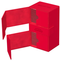 Ultimate Guard Twin Flip'n'Tray 200+ red microfiber lining protects cards from scratches