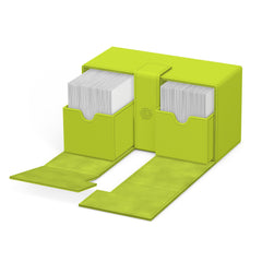 Ultimate Guard Twin Flip'n'Tray 200+ Xenoskin Lime, tournament-ready storage solution.