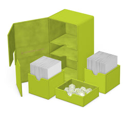 Ultimate Guard Twin Flip'n'Tray 200+ Xenoskin Lime, fits 200 double-sleeved cards.