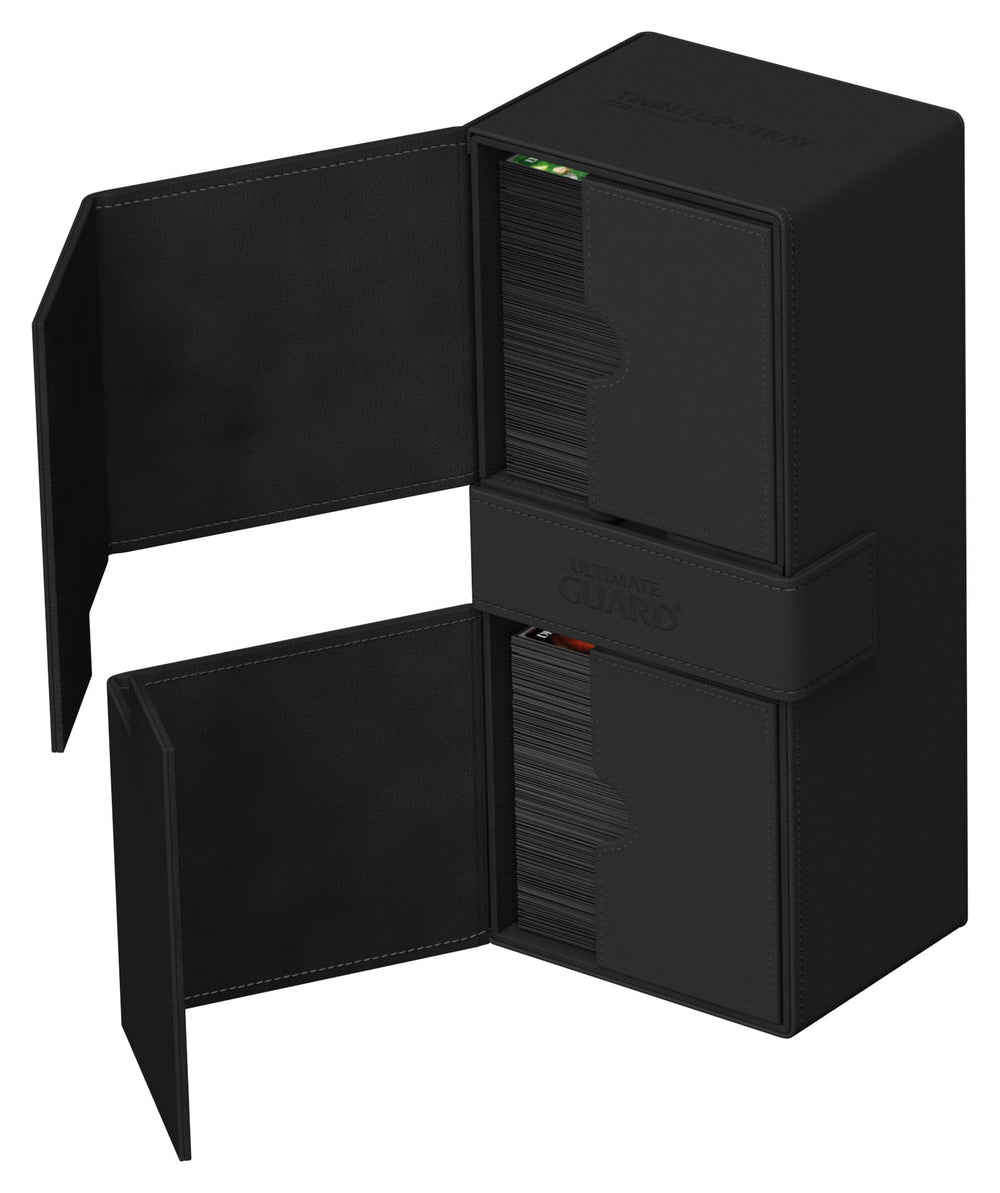 Ultimate Guard Twin Flip'n'Tray 266+ double-sleeved cards fit securely with generous space.