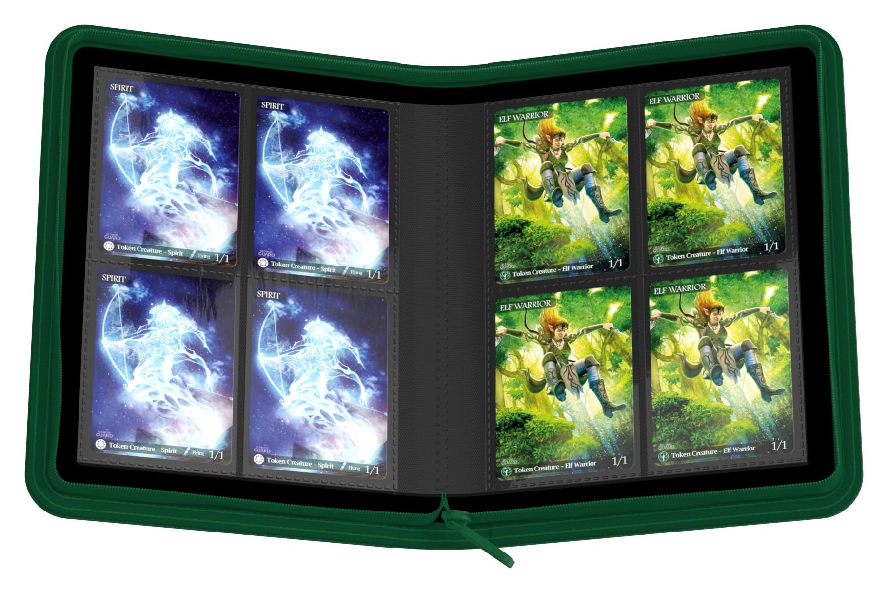 Eight external pockets with ten integrated four-pocket pages for flexible storage