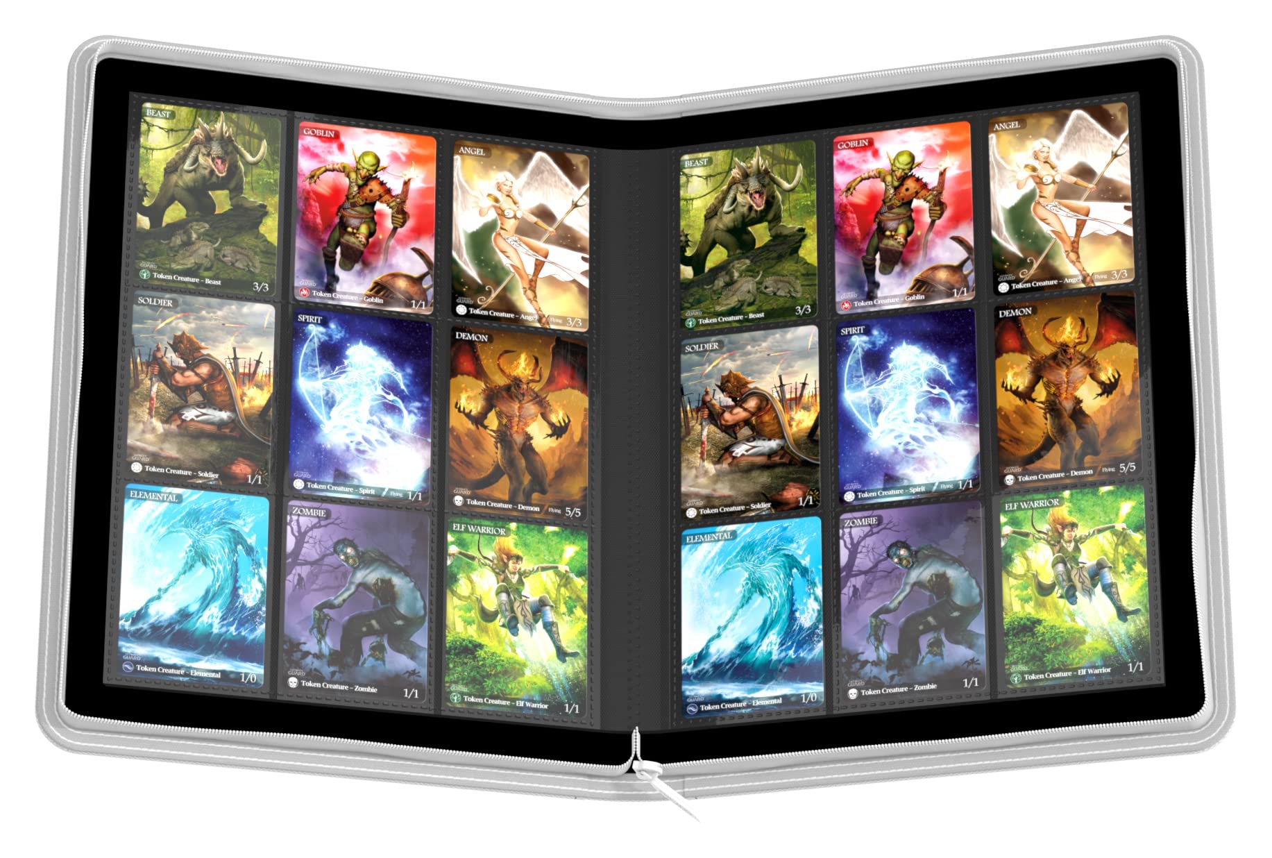 Ultimate Guard Zipfolio 360 18-pocket layout fits standard and Japanese cards.