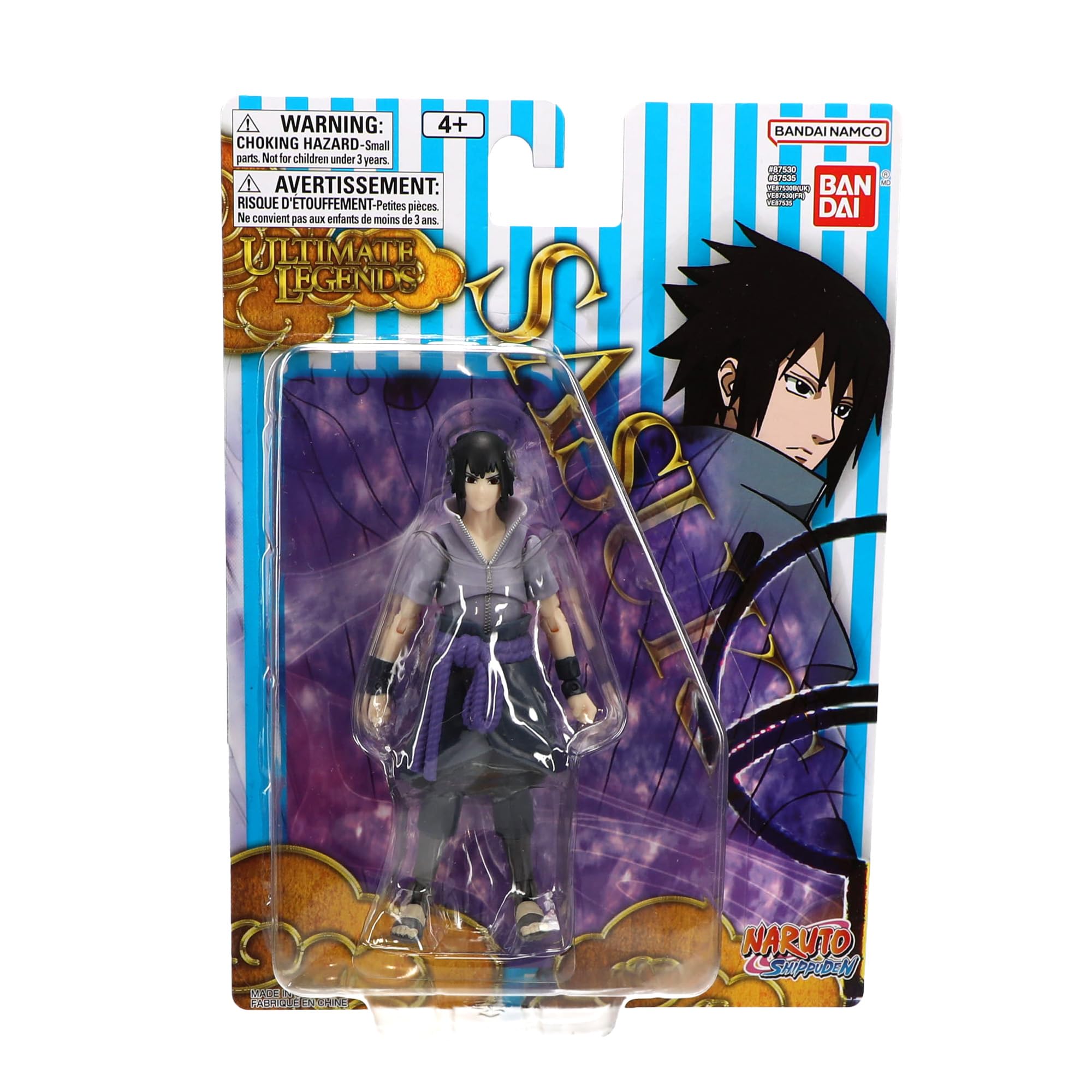 Ultimate Legends Naruto Sasuke 5-inch packaging art enhances collection.