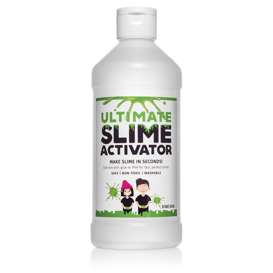 Ultimate Science Slime Activator bottle for consistent, stretchy slime results