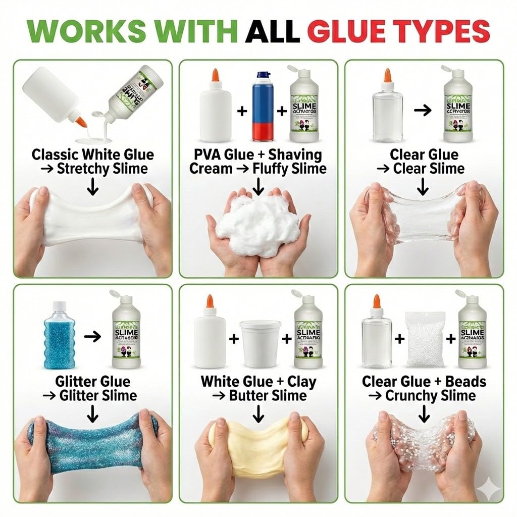 Ultimate Science activator works with Elmer's glue for easy slime