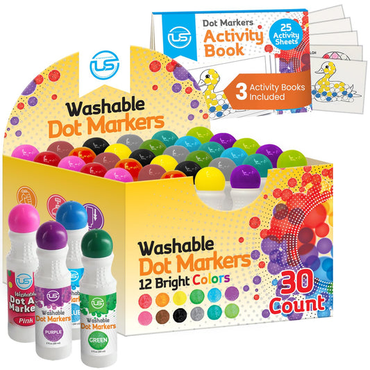 Ultimate Stationery dot markers with activity books foster creativity and motor skills.