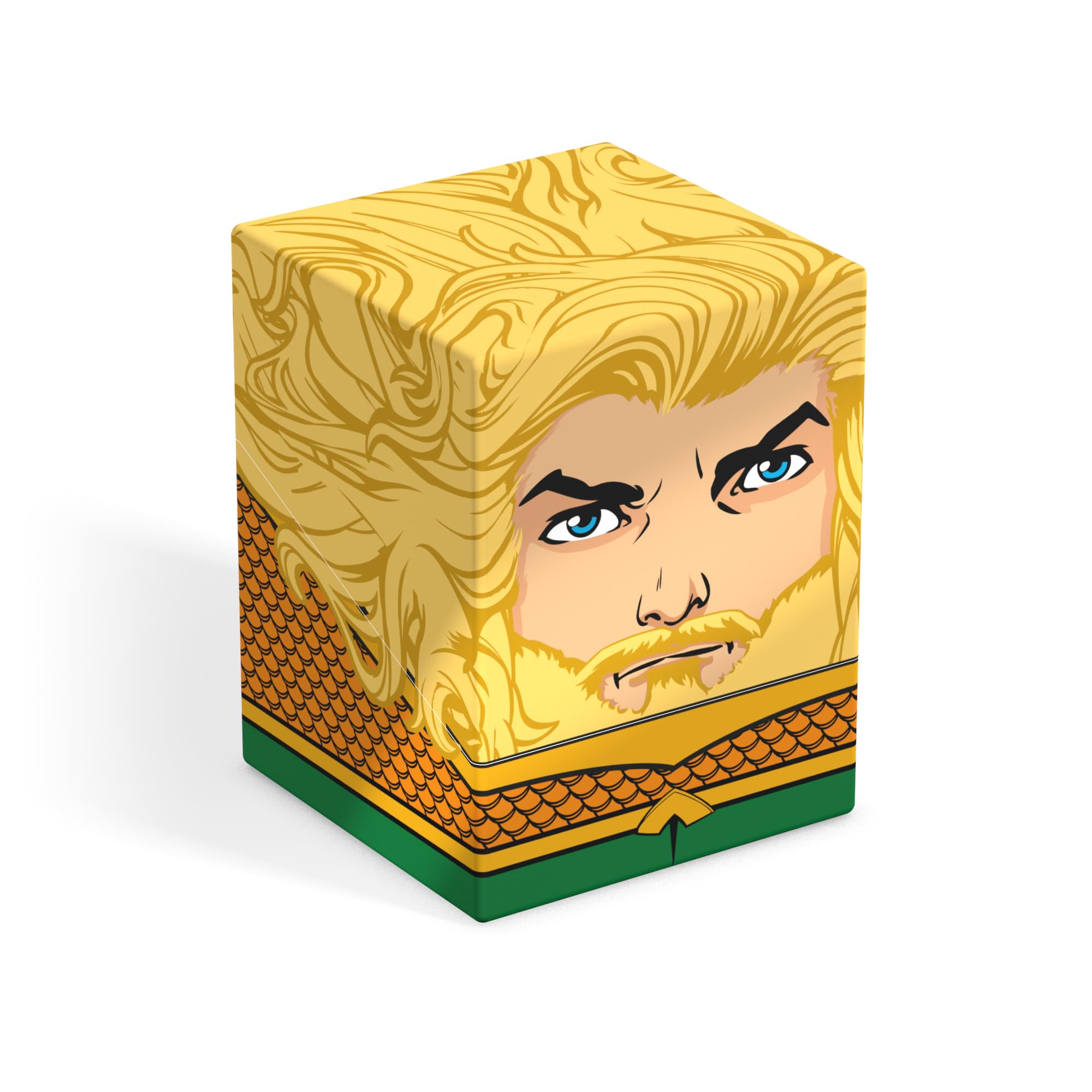 Ultimate Guard Squaroes Boulder100+ Aquaman front view with licensed artwork for collectors.