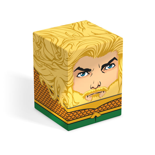 Ultimate Guard Squaroes Boulder100+ Aquaman front view with licensed artwork for collectors.