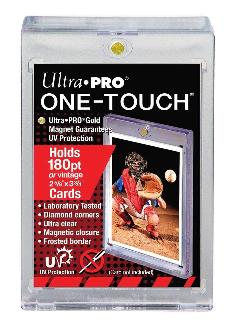 Ultra Pro 180PT UV One-Touch magnetic holder front view protects standard cards during display