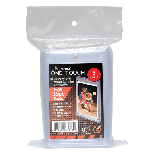 Ultra PRO 35pt One-Touch magnetic back view keeps cards secure from dust.