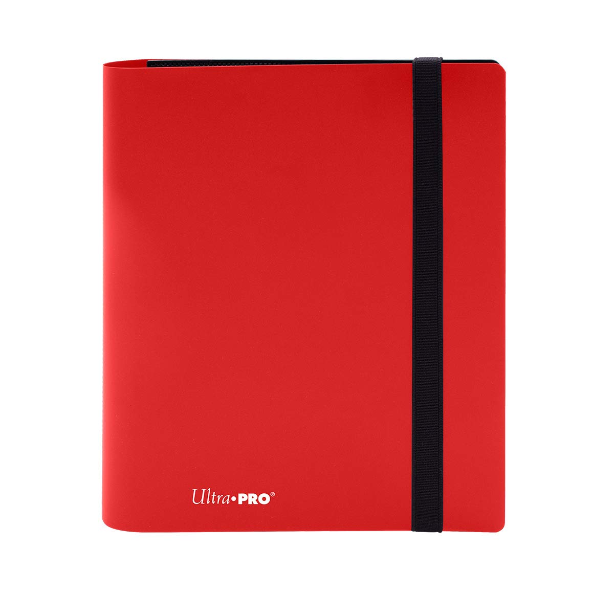 Ultra Pro Eclipse PRO-Binder Apple Red close-up of elastic strap and secure card pockets for transport
