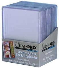 Ultra Pro 75pt top-loader pack demonstrates thick-card protection for relics.
