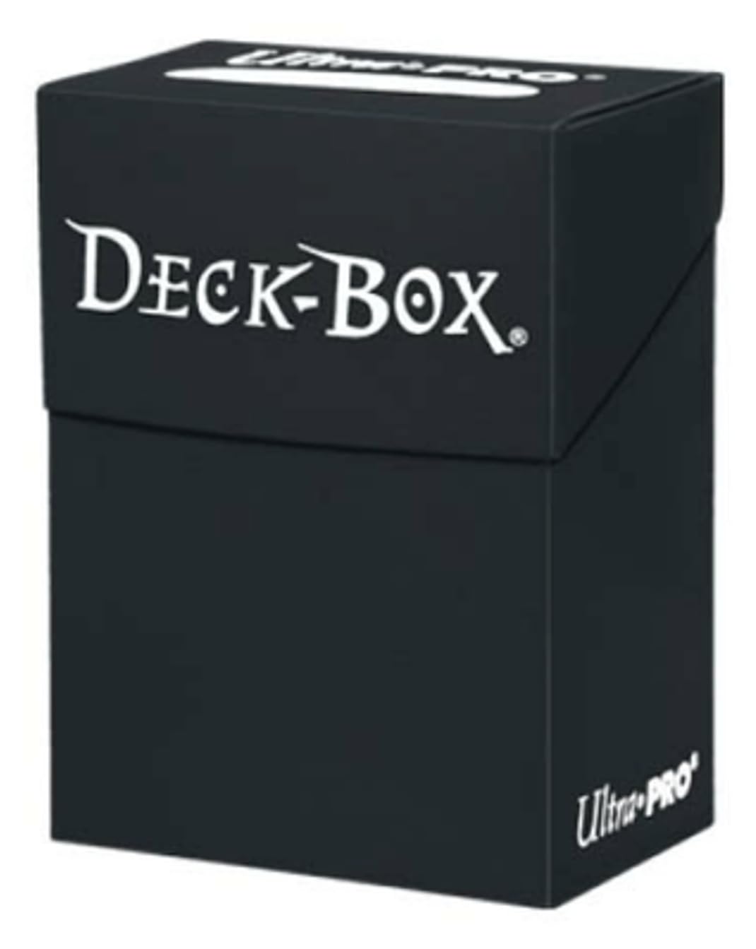 Ultra Pro 80-card deck box black with secure lid for portable card storage.