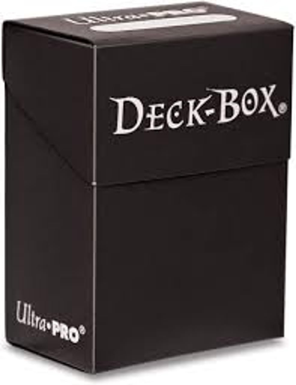 Ultra Pro 80-card deck box black with lid open for quick gameplay access.