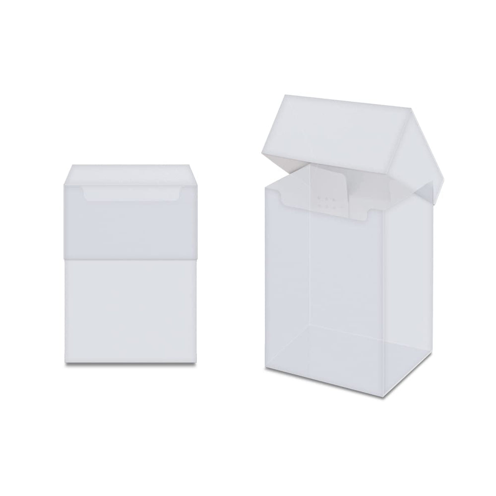 Ultra PRO 80-card deck box clear front view, secure, compact storage for your gaming cards.