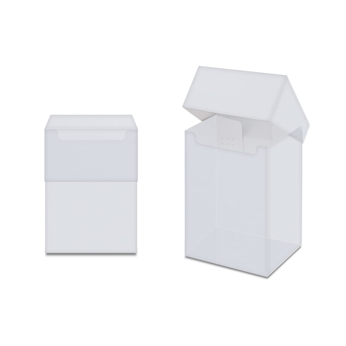 Ultra PRO 80-card deck box clear front view, secure, compact storage for your gaming cards.