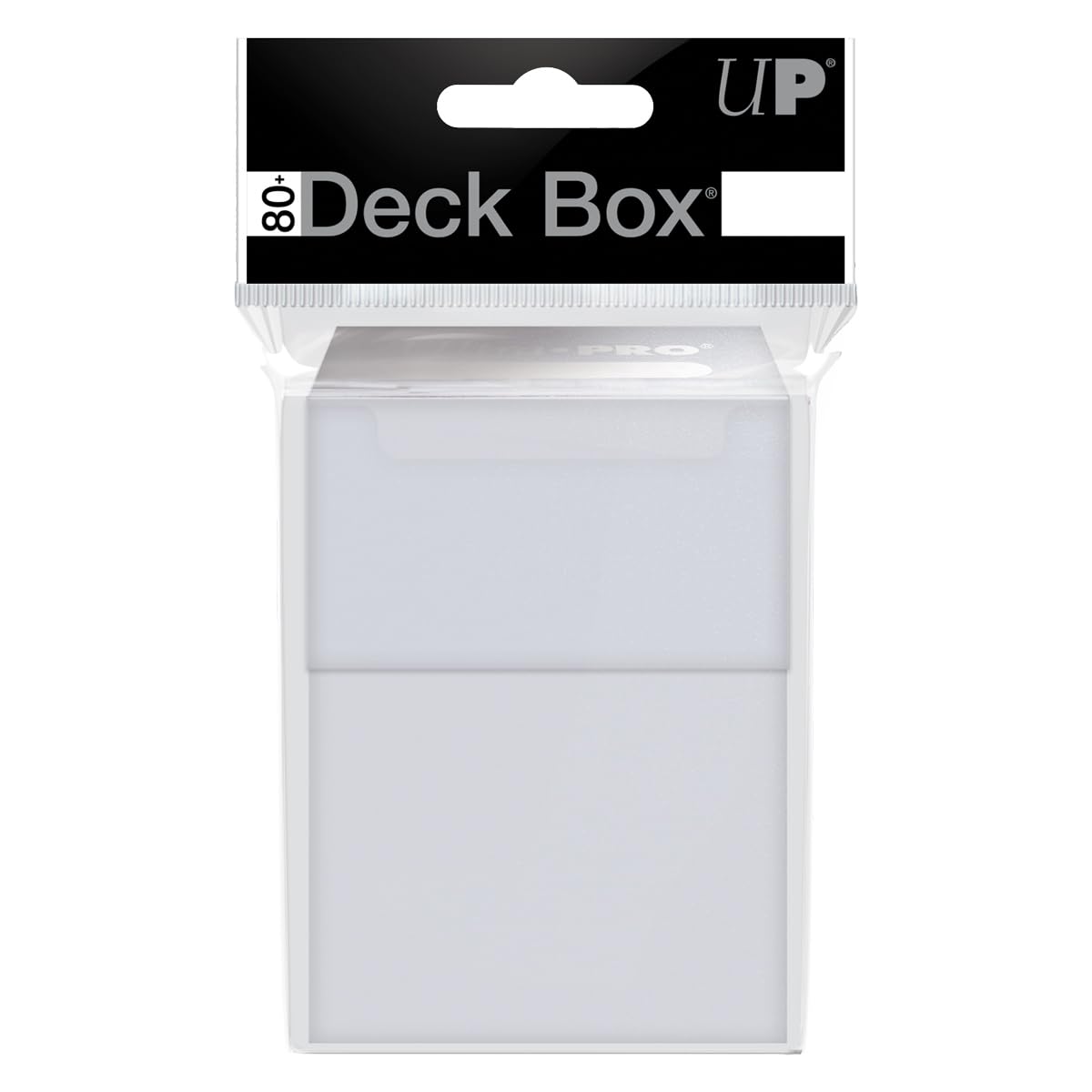 Ultra PRO 80-card deck box clear side view, keeps cards organized during travel.