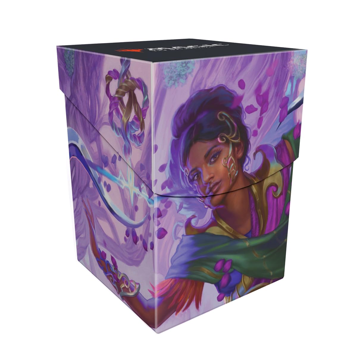 Ultra Pro Aetherdrift Avishkar deck box front view with vibrant art and secure lid.