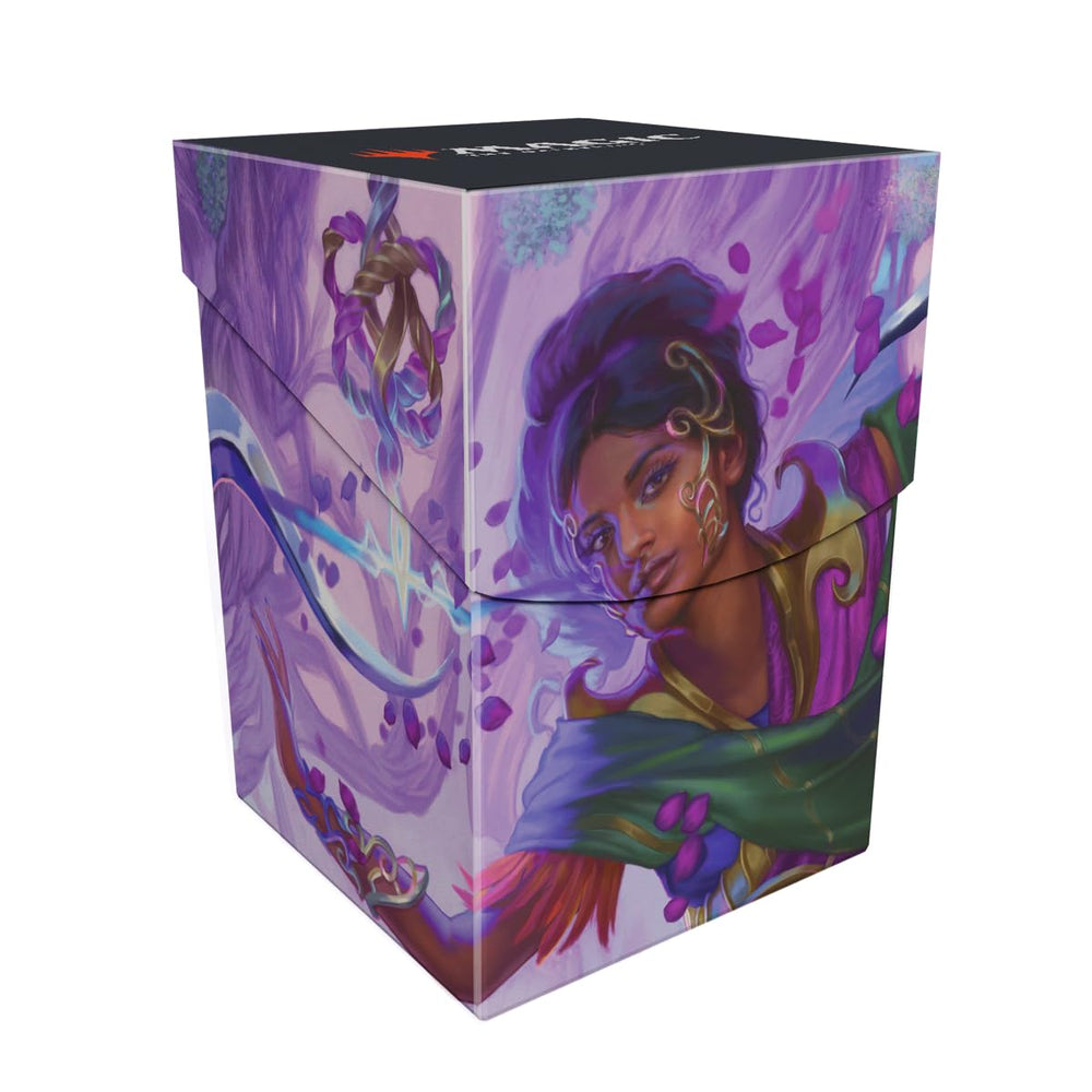 Ultra Pro Aetherdrift Avishkar deck box front view with vibrant art and secure lid.