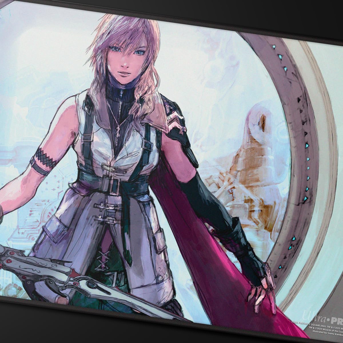 Ultra PRO black stitched edge playmat detail shows premium finish