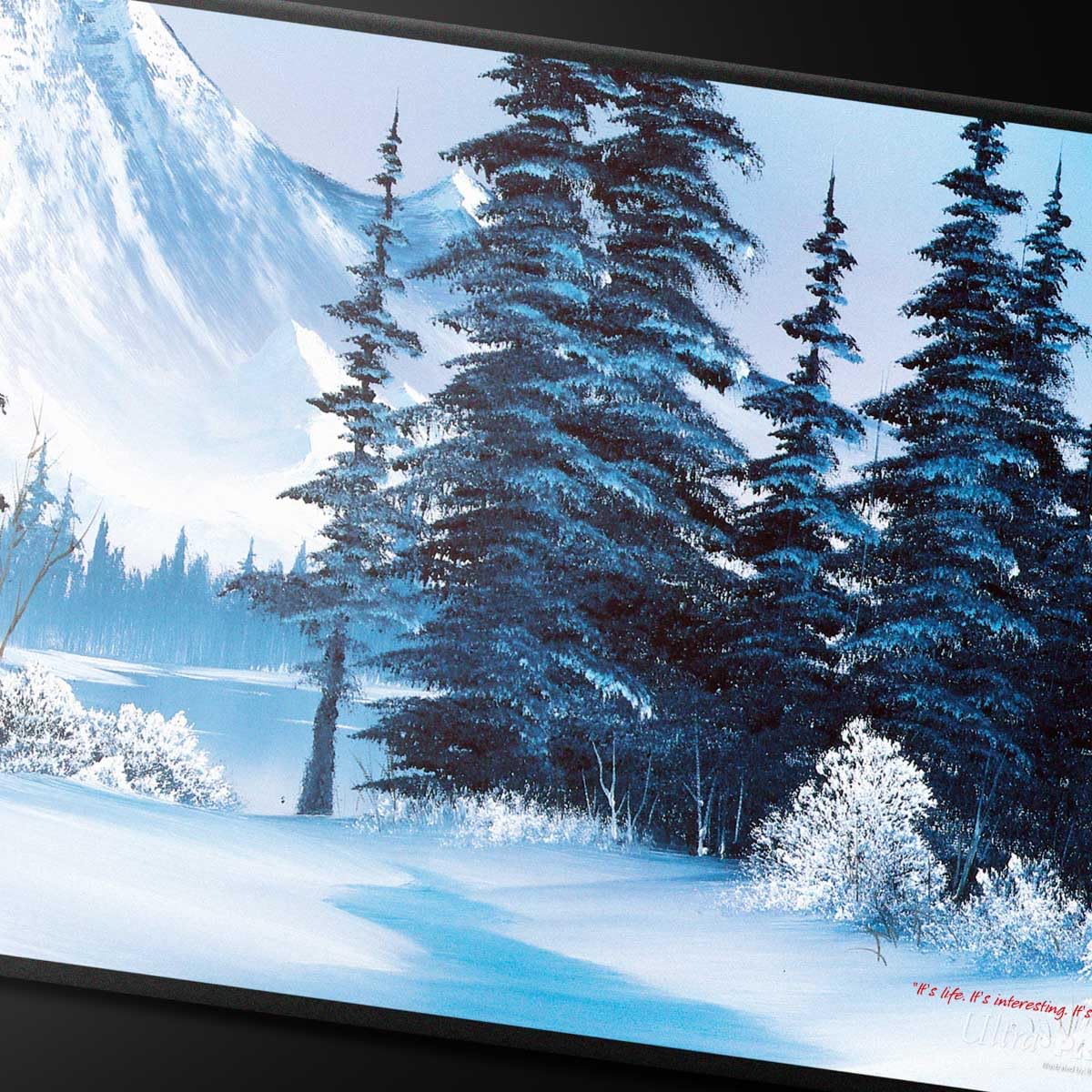 Ultra Pro Bob Ross Winter Paradise playmat with non-slip backing stays in place