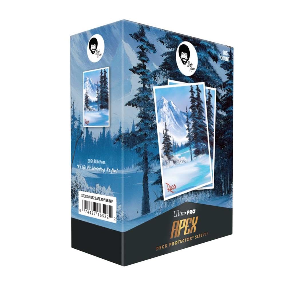 Ultra PRO Bob Ross Winter Paradise sleeve shows serene wintry art and protects standard cards.
