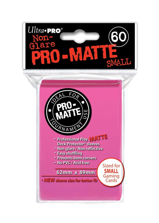 Ultra Pro Bright Pink Pro-Matte small deck sleeves front view highlights vivid color for quick ID