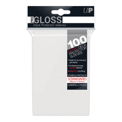 Ultra Pro clear deck protectors 100-pack stacked for easy sleeving and protection.
