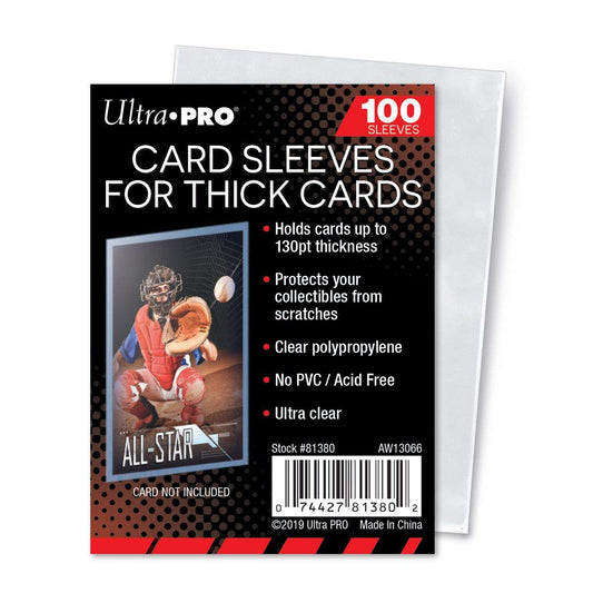 Ultra Pro clear thick card sleeve protecting cards up to 130pt for archival storage