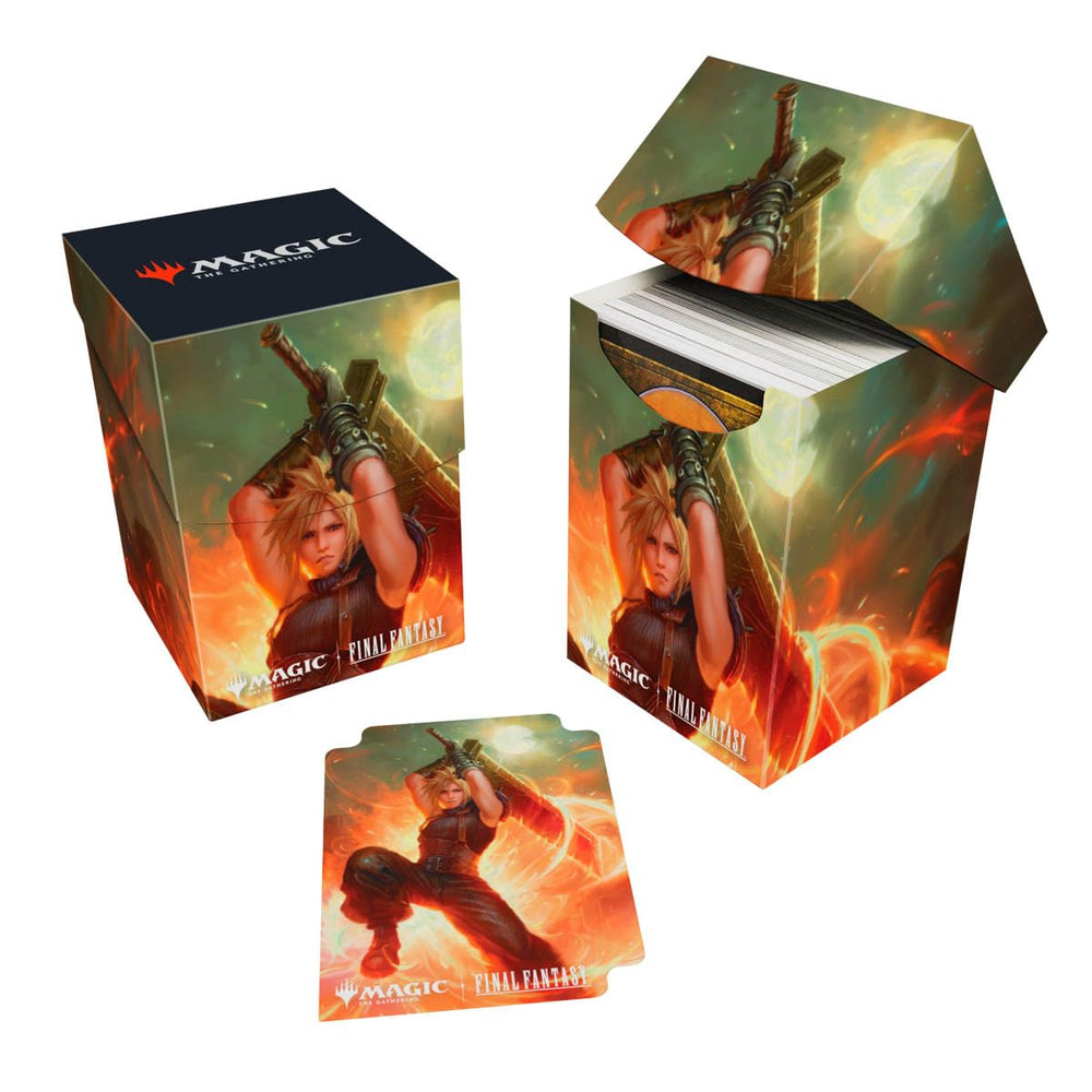 Ultra Pro Cloud Midgar Mercenary Commander deck box protects up to 100 standard-size cards