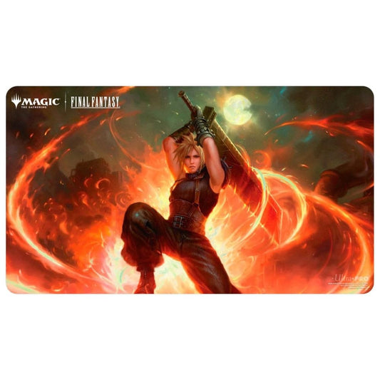 Ultra PRO Cloud Midgar Mercenary playmat with exclusive Final Fantasy art, protects cards and stabilizes your desk.