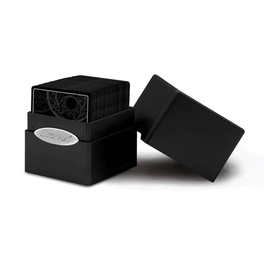 Ultra PRO Satin Cube deck box front view showing compact, protective design for 100+ cards