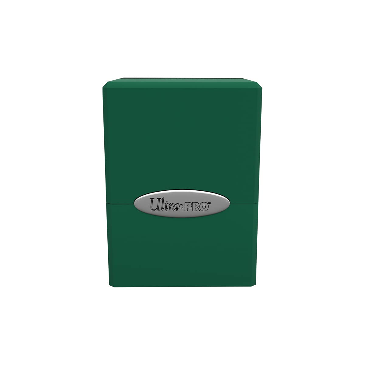 Ultra PRO Satin Cube Deck Box Forest Green front view, compact protection for 100+ cards.