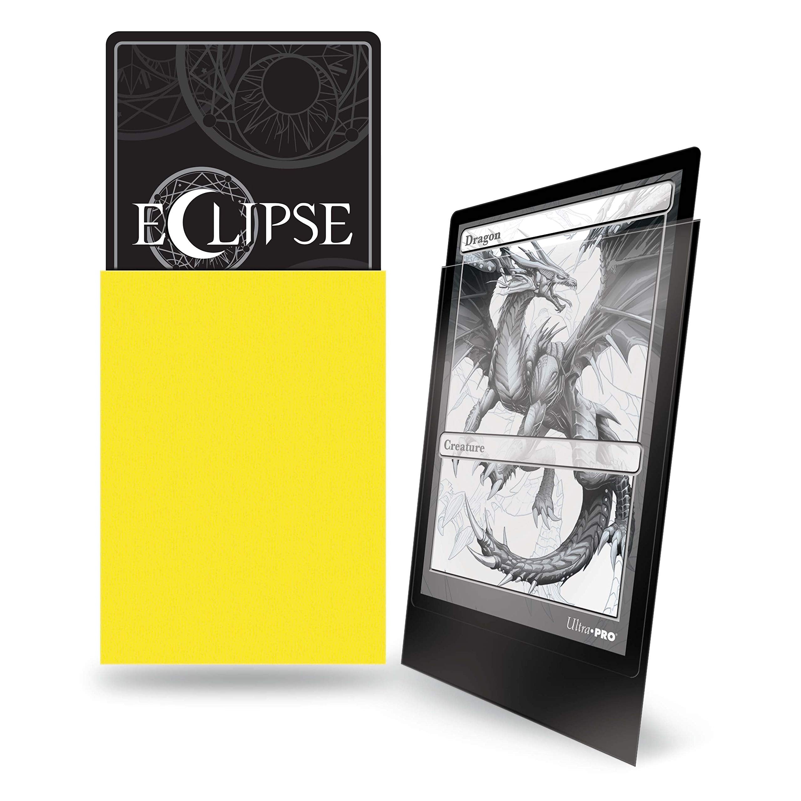 Ultra Pro Eclipse Matte sleeve Lemon Yellow front view shows opaque backing for privacy