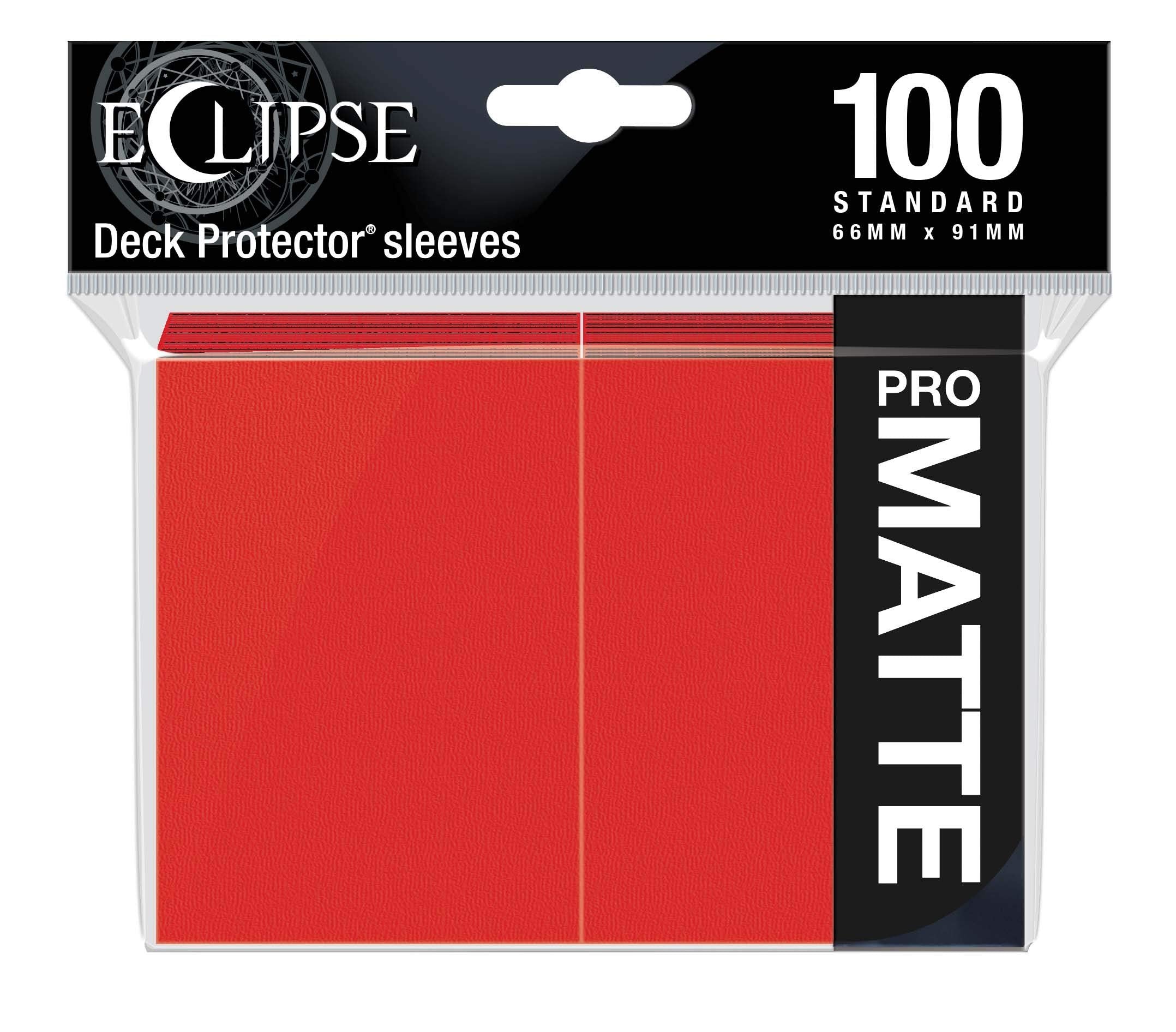 Ultra Pro E-15616 Apple Red matte sleeves front view for durable card protection.