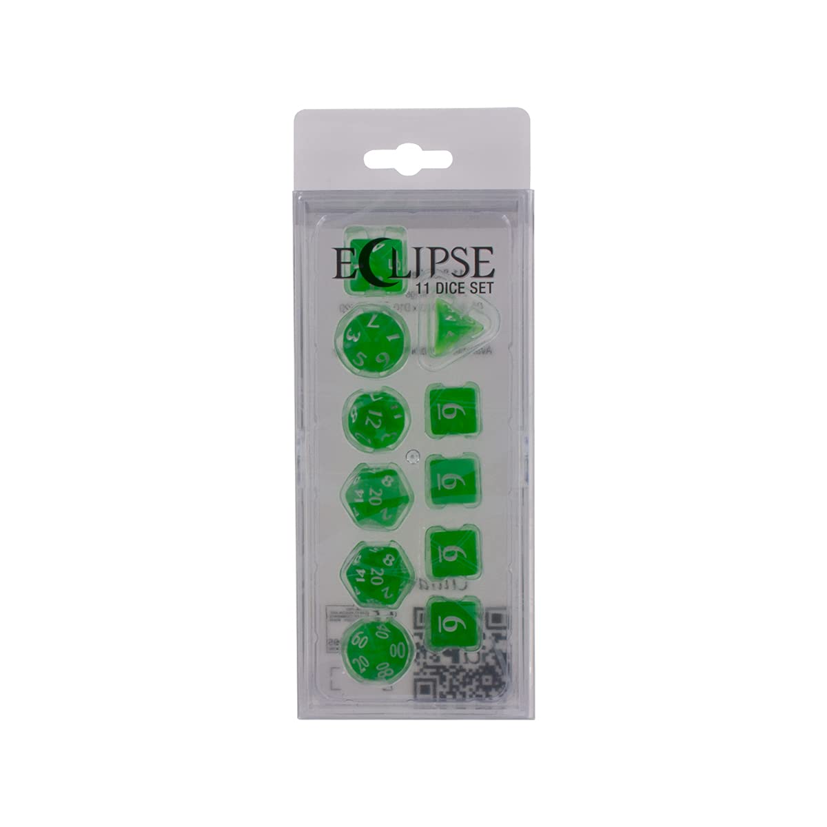 Ultra PRO Eclipse 11 dice set in lime green for immersive RPG sessions.
