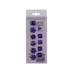 Ultra PRO Eclipse 11 dice set in royal purple with shimmering finish for vivid RPG sessions.