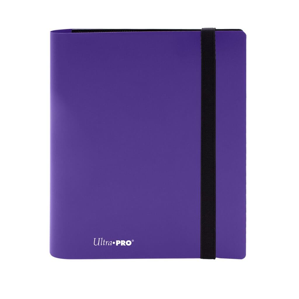 Ultra Pro Eclipse 4-Pocket Pro Binder front view in royal purple showing card capacity